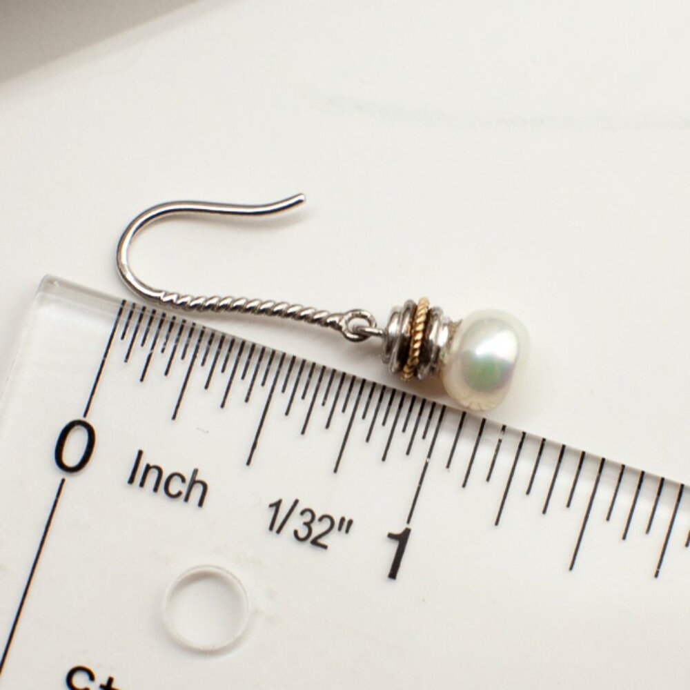 925 Sterling Silver with Genuine Pearls Earrings - Picture 5 of 6